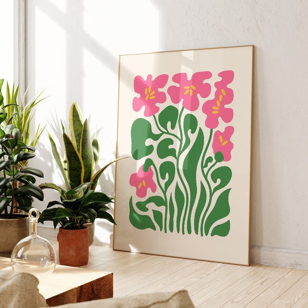Pink Abstract Flower Wall Art Print, Unframed 4x6/5x7/8x10/A6/A5/A4/A3/A2/A1, Living Room/Bedroom/Kitchen/Hallway Colourful Gallery Wall Art