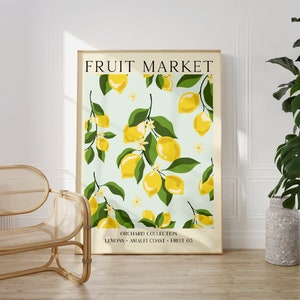 Lemon Fruit Market Print, Unframed 4x6/5x7/8x10/A6/A5/A4/A3/A2/A1, Citrus Kitchen Wall Art, Gallery Wall, Vintage Food Art Print, Home Decor