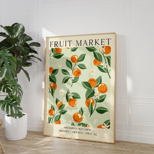 Impresión de mercado de naranjas, sin marco, A4-A1, 8x10-24x36, impresión para sala de estar, arte mural de comida, decoración de pared de galería con estética vintage