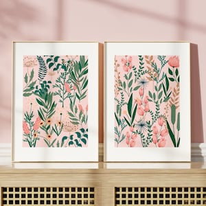 Flower Print Set Of 2, Cottagecore, Unframed 4x6/5x7/8x10/A6/A5/A4/A3/A2/A1, Pink Botanical Print, Gallery Wall, Wildflower Art Prints image 5