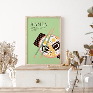 Ramen Noodle Soup Japanese Food Print, Unframed 4x6/5x7/8x10/A6/A5/A4/A3/A2/A1, Colourful Kitchen Wall Art, Mid Century Modern Illustration image 4