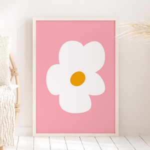 Impresión de margaritas rosas, arte mural colorido, decoración encantadora para el hogar, arte de pared con diseño floral botánico para baño, dormitorio o cocina, sin marco, tamaño A4-A1, 5x7-24x36