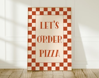 Retro Pizza Print: Red Kitchen Wall Art