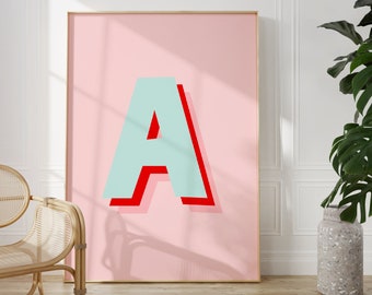 Letter Print Colourful Art, Unframed 4x6/5x7/8x10/A6/A5/A4/A3/A2/A1, Personalised Single Alphabet Letter Initial Wall Art Posters And Prints