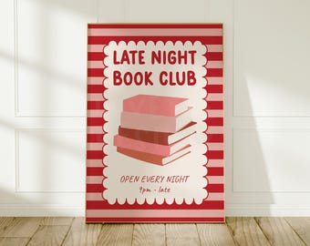 Late Night Book Club Print: Cosy Bedroom Wall Art For Book Lovers