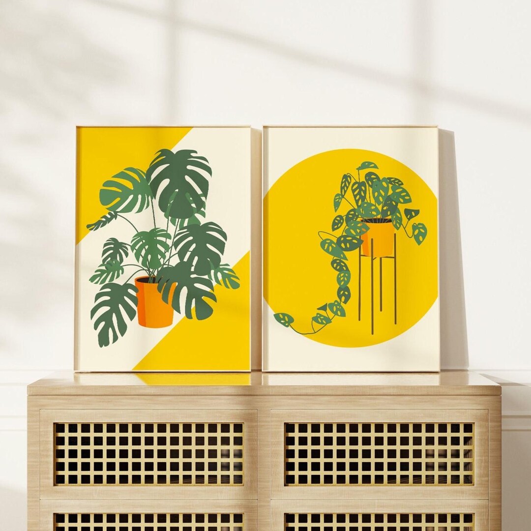 Yellow Botanical Plant Prints Set of 2: Gallery Wall Art - Etsy