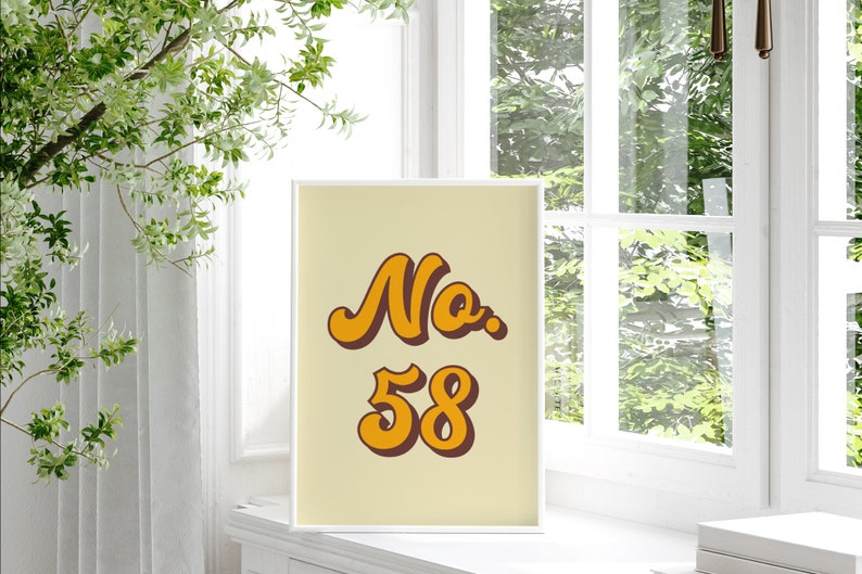 House Number Colourful Print, 4x6/5x7/8x10/A6/A5/A4/A3/A2/A1, Bedroom/Living Room/Hallway/Kitchen Retro Wall Art, New Home Address Gift image 6