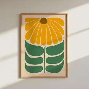 Retro Sunflower Print: Warm Floral Wall Decor