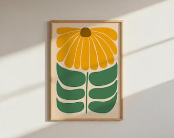 Retro Sunflower Print: Warm Floral Wall Decor