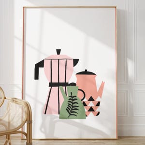 Retro Coffee Pot Kitchen Print: Nordic Boho Wall Art