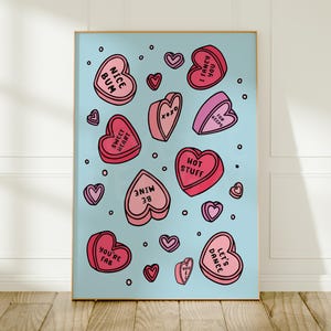 Sweetheart Candy Hearts Print: Funny Love Quotes Wall Art