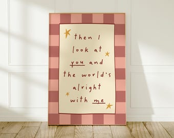 Quadro decorativo com citação sentimental: Decoração rosa para quarto infantil e para casa.
