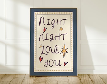 Arte de pared "Nochebuena, Nochebuena, Te amo": Decoración dulce para el dormitorio