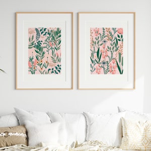 Flower Print Set Of 2, Cottagecore, Unframed 4x6/5x7/8x10/A6/A5/A4/A3/A2/A1, Pink Botanical Print, Gallery Wall, Wildflower Art Prints image 4