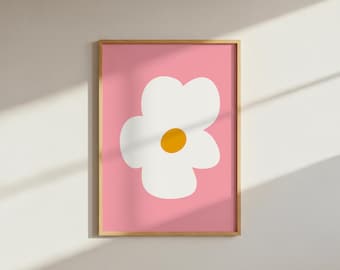 Pink Daisy Wall Art: Playful Botanical Print