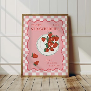 Strawberry Wall Art: Pink or Blue Kitchen Wall Art