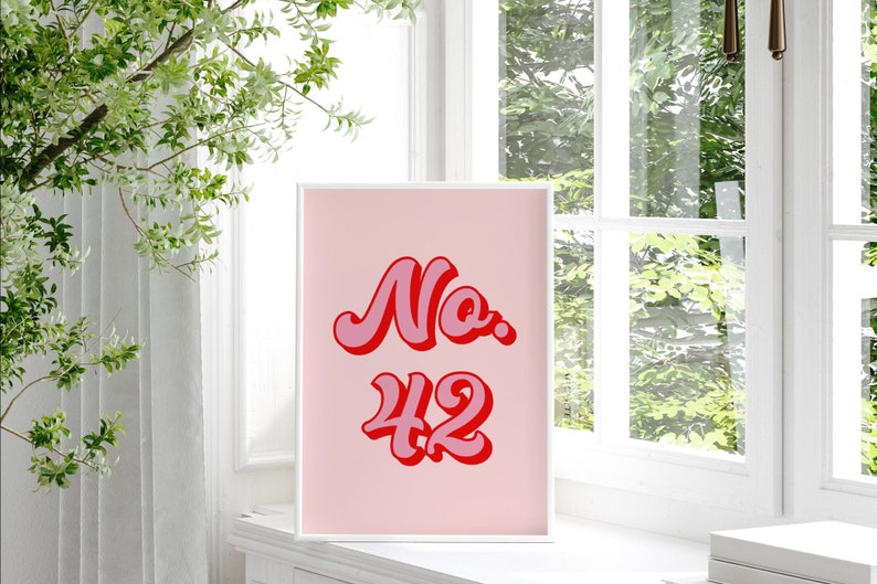 House Number Colourful Print, 4x6/5x7/8x10/A6/A5/A4/A3/A2/A1, Bedroom/Living Room/Hallway/Kitchen Retro Wall Art, New Home Address Gift image 4