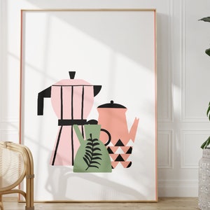 Coffee Pot Kitchen Print, Unframed 4x6/5x7/8x10/A6/A5/A4/A3/A2/A1, Nordic Boho Home Decor Minimalist Wall Art, Gift For Coffee Lovers