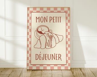 French Breakfast Print: Coffee and Croissant Wall Art