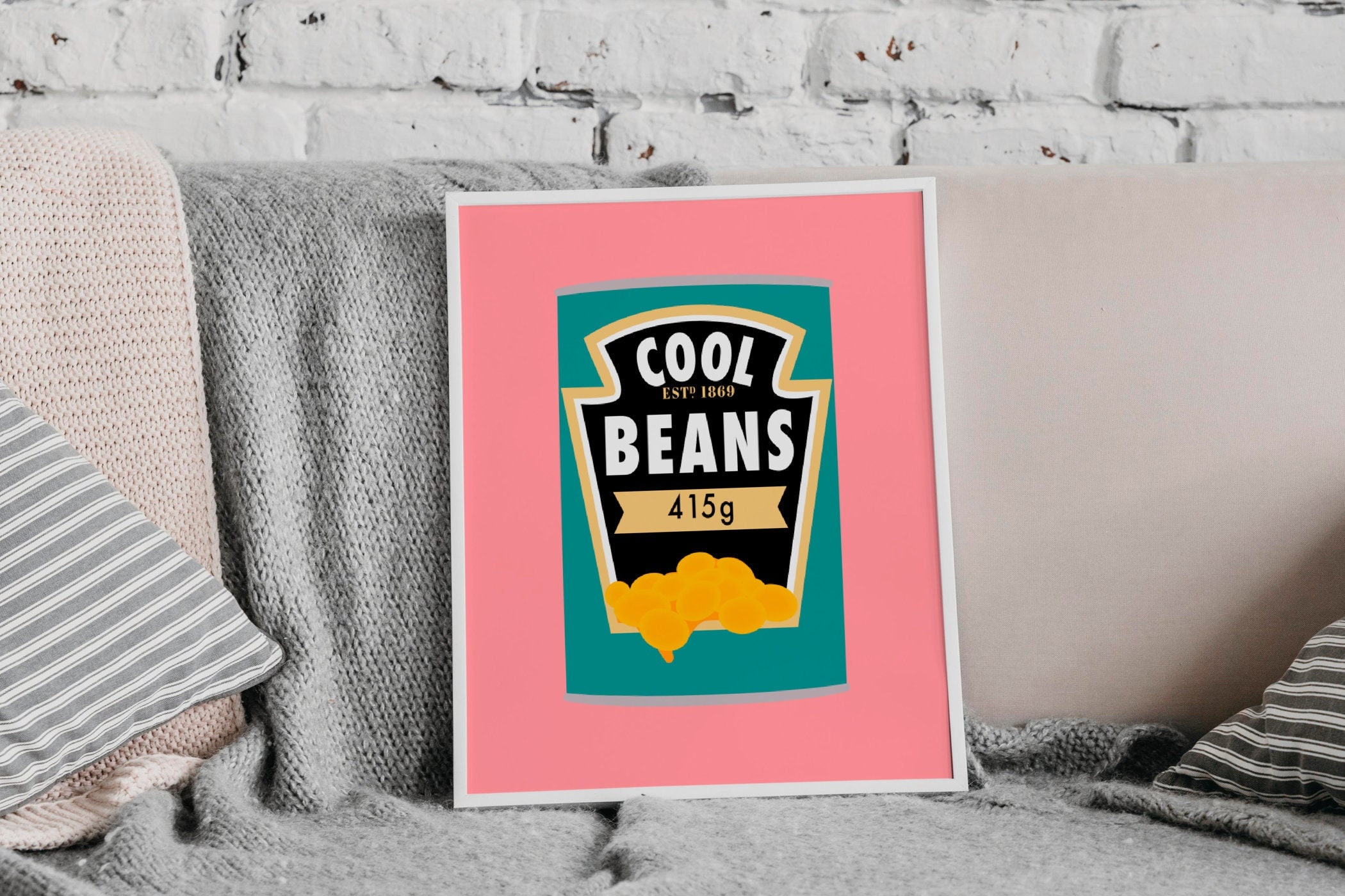 Colourful Cool Beans Art Print UNFRAMED Etsy UK