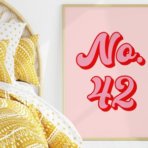 House Number Colourful Print, 4x6/5x7/8x10/A6/A5/A4/A3/A2/A1, Bedroom/Living Room/Hallway/Kitchen Retro Wall Art, New Home Address Gift image 1