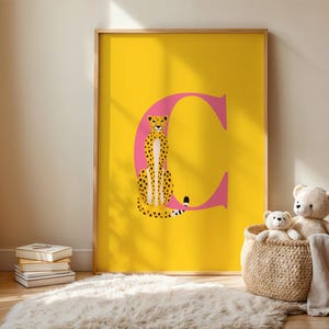 Impresión de letras, impresión artística de safari, sin marco, tamaño A4-A1, 8x10-24x36, arte de pared con iniciales personalizado, póster infantil con alfabeto de animales, decoración de guardería de jungla