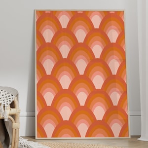 70s Retro Pattern Print: Colourful Rainbow Wall Art