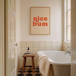 Nice Bum Retro Print: Funny Bathroom Gallery Wall Art