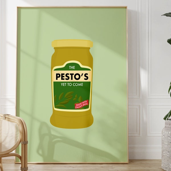 Pesto Küche Kunstdruck, ungerahmt 4x6/5x7/8x10/A6/A5/A4/A3/A2/A1, Italienische Pasta Essen Wandkunst, Eklektische Bunte Galerie Wandkunst