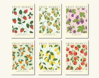 Fruit Market Postcard Pack, Pack of 6 / Pack of 12, A6 Blank Notecards, Collage Postcards, Vintage Gallery Wall Art, Orchard Collection