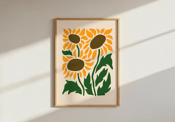Abstract Sunflower Print: Boho Floral Wall Art