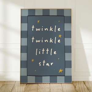 Twinkle Twinkle Little Star Art Print: Blue Nursery Wall Decor