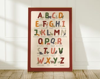 Animal Alphabet Nursery Print: Educational ABC Wall Art