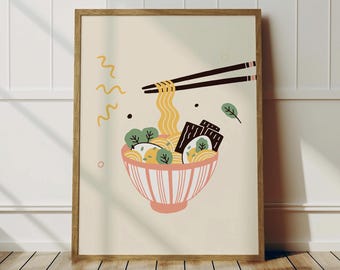 Ramen Art Print: Neutral Kitchen Wall Decor