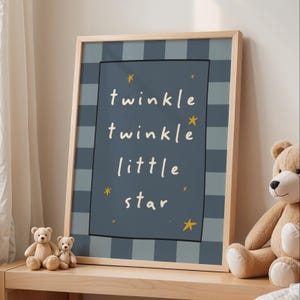 Blue Starry Sky Nursery Print: Twinkle Twinkle Little Star
