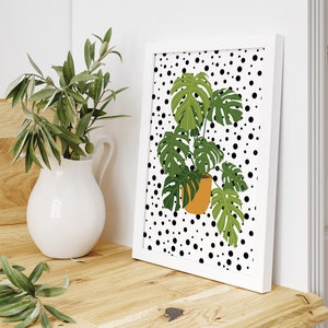 Monstera Print, Botanical Wall Art, Unframed 4x6/5x7/8x10/A6/A5/A4/A3/A2/A1, Polka Dot, Bathroom/Living Room/Bedroom, Art Print image 3