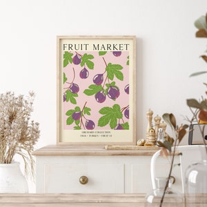 Fruit Market Fig Art Print, Unframed 4x6/5x7/8x10/A6/A5/A4/A3/A2/A1, Vintage Aesthetic Kitchen Wall Art, Retro Food Illustration Poster image 4