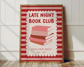 Late Night Book Club Print: Cosy Bedroom Wall Art For Book Lovers