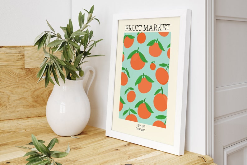 Fruit Market Print, Orange Print, Unframed 4x6/5x7/8x10/A6/A5/A4/A3/A2/A1, Kitchen Wall Art, Abstract Poster, Gallery Wall Art Print image 3