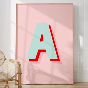 Impresión de letras del alfabeto, impresión inicial, arte mural infantil personalizado, decoración moderna para habitación infantil, arte colorido, sin marco, tamaño A4-A1, 5x7-24x36