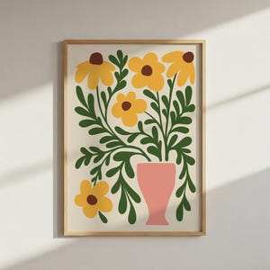 Abstract Sunflower Wall Art: Pink And Yellow Floral Print