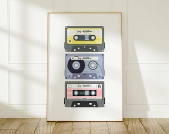 Personalised Cassette Tape Print: Custom Favourite Songs Wall Art