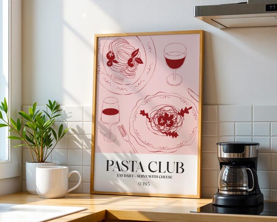 Pasta Club Print: Vintage Food Art Poster
