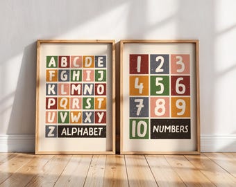 ABC 123 Print Set: Educational Nursery & Playroom Wall Art