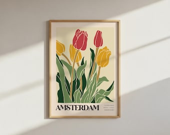 Tulip Flower Market Wall Decor: Amsterdam Botanical Print