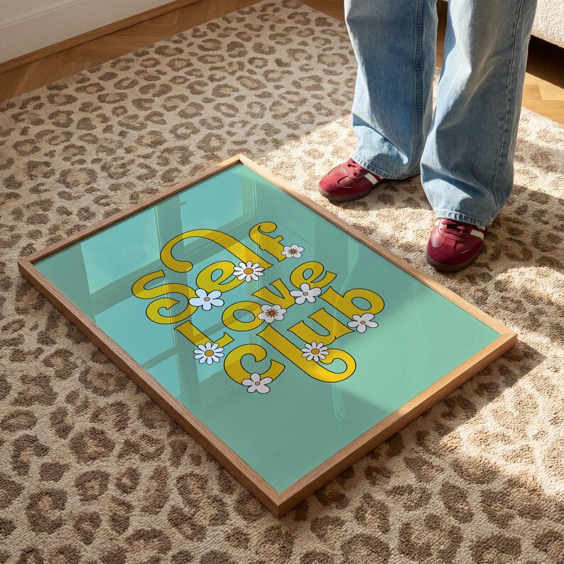 Self Love Club Print: Positive Wall Art Green
