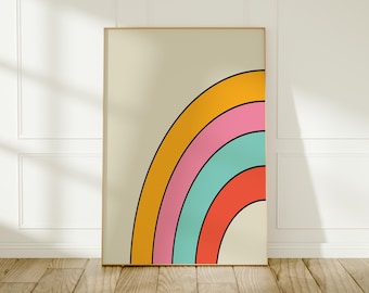 Rainbow Illustration Art Print: Colourful Wall Decor for Kids and Homes