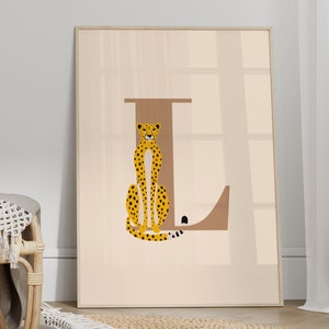 Letter Print With Animal, Unframed 4x6/5x7/8x10/A6/A5/A4/A3/A2/A1, Personalised Colourful Initial Alphabet Bedroom/Living Room Art Print