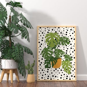 Monstera Print, Botanical Wall Art, Unframed 4x6/5x7/8x10/A6/A5/A4/A3/A2/A1, Polka Dot, Bathroom/Living Room/Bedroom, Art Print image 5