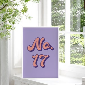 House Number Colourful Print, 4x6/5x7/8x10/A6/A5/A4/A3/A2/A1, Bedroom/Living Room/Hallway/Kitchen Retro Wall Art, New Home Address Gift image 7